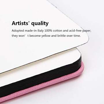 Paul Rubens Watercolor Paper Block, Artist Quality Hot Pressed Paper for Watercolors and Wet Media Block, 100 Percent Cotton, 10.63 x 7.68 inches, 140lb, 20 Sheets (Pink)