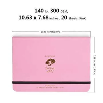 Paul Rubens Watercolor Paper Block, Artist Quality Hot Pressed Paper for Watercolors and Wet Media Block, 100 Percent Cotton, 10.63 x 7.68 inches, 140lb, 20 Sheets (Pink)