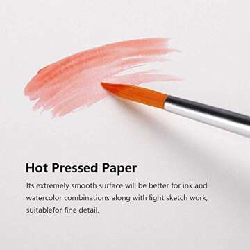 Paul Rubens Watercolor Paper Block, Artist Quality Hot Pressed Paper for Watercolors and Wet Media Block, 100 Percent Cotton, 10.63 x 7.68 inches, 140lb, 20 Sheets (Pink)