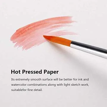 Paul Rubens Watercolor Paper Block, Artist Quality Hot Pressed Paper for Watercolors and Wet Media Block, 100 Percent Cotton, 10.63 x 7.68 inches, 140lb, 20 Sheets (Pink)