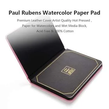 Paul Rubens Watercolor Paper Block, Artist Quality Hot Pressed Paper for Watercolors and Wet Media Block, 100 Percent Cotton, 10.63 x 7.68 inches, 140lb, 20 Sheets (Pink)