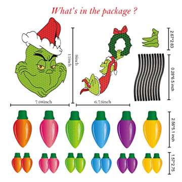 30PCS Reflective Light Bulb Magnet Christmas Car Decorations for Xmas Holiday Cruise Ship Door Cars Mailbox Outside Decoration