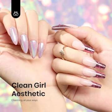 Beetles Chrome Nail Powder Mirror Effect Holographic Aurora Iridescent Pearlescent Manicure Nail Art Decoration Glitter, 8 Colors 1g or 0.5g/Jar Valentines Day Gifts for Women