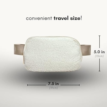 Boutique Fleece Belt Bag | Sherpa Crossbody Bag Fanny Pack for Women Fashionable | Everywhere Waist Pack | Small Fashion Travel Chest Bag (Small Strap Length, Cream Fleece)