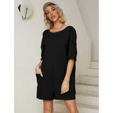Glamaker Women's Oversized Summer Romper Casual Athletic Tee Romper Pajama Backless Loose Fit Shorts...