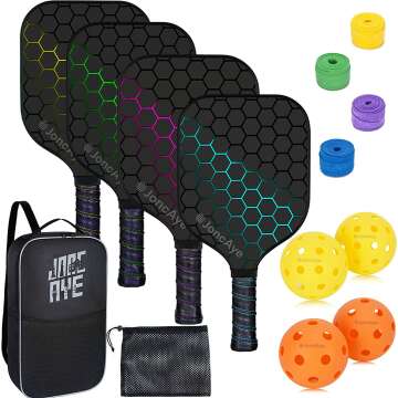 JoncAye Pickleball Paddles Set with Bags & Balls