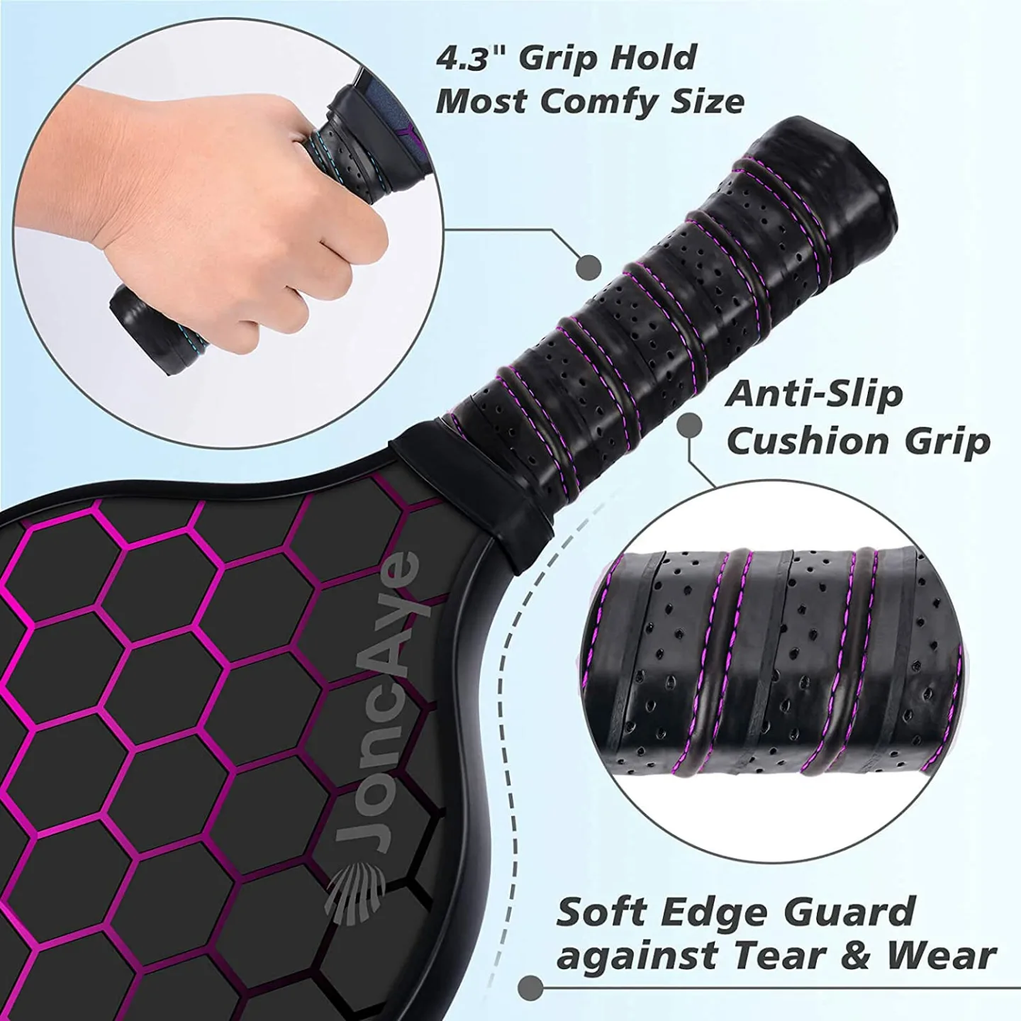 JoncAye Pickleball Paddles Set with Bags & Balls