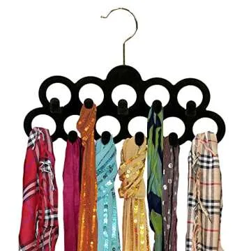 Velvet Scarf Storage Organizer for Closet (Pack of 3), Black | by Home Basics | Scarf Holder for Sca...