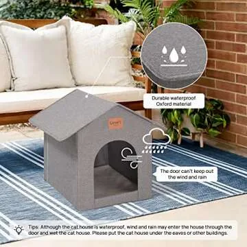Love's cabin Outdoor Cat House Weatherproof, Insulated Feral Cat House Outdoor for Winter, Waterproof Outside House for/Indoor Cats, Shelter with Removable Soft Cushion