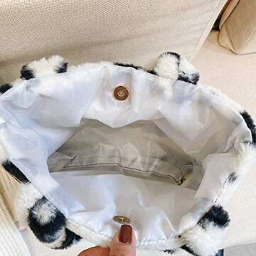 Plush Underarm Bag, Ladies Fluffy Shoulder Bag, Women Furry Flower Tote Bag Y2K Plush Handbag for Autumn and Winter