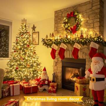 JMEXSUSS 66ft 200 LED Christmas Lights Outdoor, Warm White Christmas Tree Lights Indoor Plug in, 8 Modes Twinkle Christmas String Lights for Outside Bedroom Wedding Party Ceiling Home Decorations