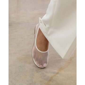 VOLEECE Tulle Mesh Ballet Flats Shoes for Women Slip On Ballerina Shoes Round Toe Comfortable Casual...