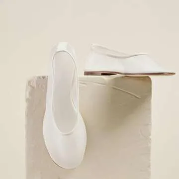 VOLEECE Tulle Mesh Ballet Flats Shoes for Women Slip On Ballerina Shoes Round Toe Comfortable Casual Work Dress Shoes