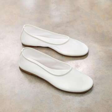 VOLEECE Tulle Mesh Ballet Flats Shoes for Women Slip On Ballerina Shoes Round Toe Comfortable Casual Work Dress Shoes