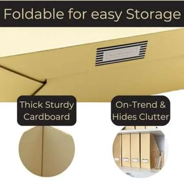 BLU MONACO Gold Magazine Holder Set of 4 – Stylish Gold Desk Organizer for Home & Office - Elegant Office Supplies & Durable File Holder for an Organized Workspace