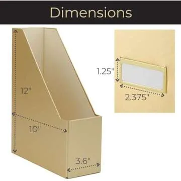 BLU MONACO Gold Magazine Holder Set of 4 – Stylish Gold Desk Organizer for Home & Office - Elegant Office Supplies & Durable File Holder for an Organized Workspace