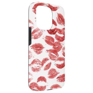 iPhone 15 Pro Coquette Red Kisses Lipstick Lip Kisses Case