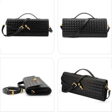 ZOZIGO Woven Bag Clutch Purse for Women Ladies Party Handbag Wedding Cocktail Prom Crossbody Shoulder Bag (Burgundy)