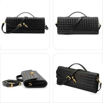 ZOZIGO Woven Bag Clutch Purse for Women Ladies Party Handbag Wedding Cocktail Prom Crossbody Shoulder Bag (Burgundy)