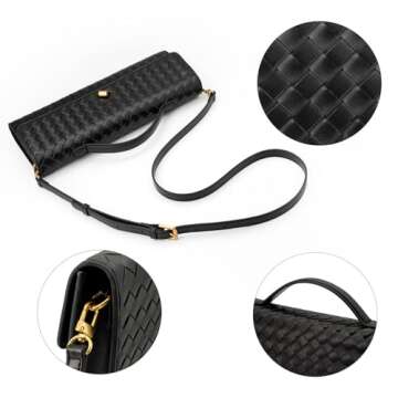 ZOZIGO Woven Bag Clutch Purse for Women Ladies Party Handbag Wedding Cocktail Prom Crossbody Shoulder Bag (Burgundy)