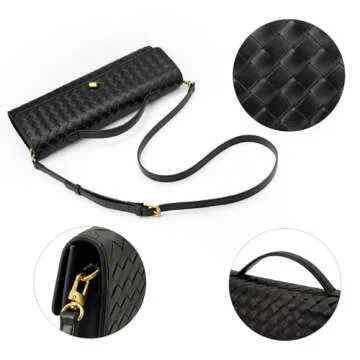 ZOZIGO Woven Bag Clutch Purse for Women Ladies Party Handbag Wedding Cocktail Prom Crossbody Shoulder Bag (Burgundy)