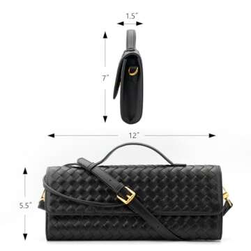 ZOZIGO Woven Bag Clutch Purse for Women Ladies Party Handbag Wedding Cocktail Prom Crossbody Shoulder Bag (Burgundy)