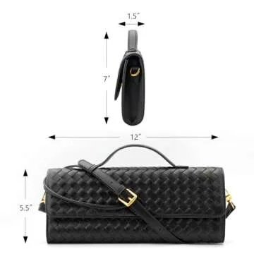 ZOZIGO Woven Bag Clutch Purse for Women Ladies Party Handbag Wedding Cocktail Prom Crossbody Shoulder Bag (Burgundy)