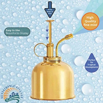 Sustainable Village Brass Indoor Plant Mister Spray Bottle
