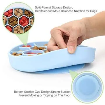 Pawow Slow Feeder Dog Bowls - Silicone Non-Slip Pet Feeding Bowl with Suction Cups