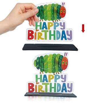 Cartoon Very Hungry Little Green Caterpillar Happy Birthday Table Centerpieces Table Toppers Insects Theme Decor for Boy Girl 1st Birthday Party Baby Shower Supplies Decorations Acrylic Photography