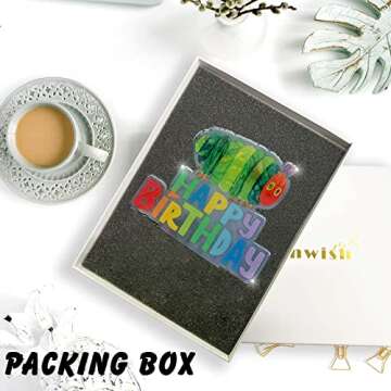 Cartoon Very Hungry Little Green Caterpillar Happy Birthday Table Centerpieces Table Toppers Insects Theme Decor for Boy Girl 1st Birthday Party Baby Shower Supplies Decorations Acrylic Photography