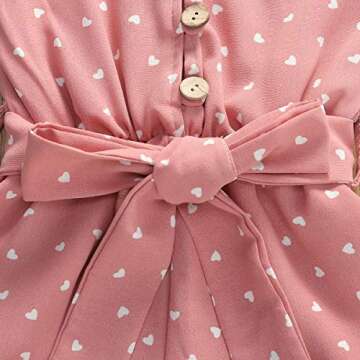 Toddler Kid Baby Girl Strap Sleeveless Romper Halter Heart Jumpsuit Bodysuit Shorts Overalls Summer Outfits Set (Pink, 3-4T)