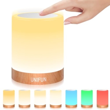 UNIFUN Night Light, Touch Lamp for Bedrooms Living Room Portable Table Bedside Lamps with Rechargeab...