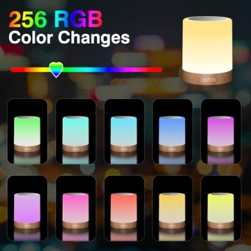 UNIFUN Night Light, Touch Lamp for Bedrooms Living Room Portable Table Bedside Lamps with Rechargeable Internal Battery Dimmable 2800K-3100K Warm White Light & Color Changing RGB (Regular Size)…