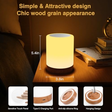 UNIFUN Night Light, Touch Lamp for Bedrooms Living Room Portable Table Bedside Lamps with Rechargeable Internal Battery Dimmable 2800K-3100K Warm White Light & Color Changing RGB (Regular Size)…