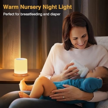 UNIFUN Night Light, Touch Lamp for Bedrooms Living Room Portable Table Bedside Lamps with Rechargeable Internal Battery Dimmable 2800K-3100K Warm White Light & Color Changing RGB (Regular Size)…