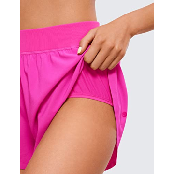 CRZ YOGA Mid Waisted Dolphin Athletic Shorts for Women