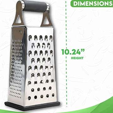 K BASIX Professional Box Grater - Versatile Kitchen Tool for Cheese and Vegetables