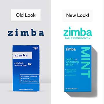 Zimba Teeth Whitening Strips for Teeth Sensitive Vegan White Strips for Teeth Whitening Hydrogen Peroxide Teeth Whitener Stain Remover 56 White Strips (28 Day Treatment), Mint & Coconut