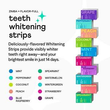 Zimba Teeth Whitening Strips for Teeth Sensitive Vegan White Strips for Teeth Whitening Hydrogen Peroxide Teeth Whitener Stain Remover 56 White Strips (28 Day Treatment), Mint & Coconut
