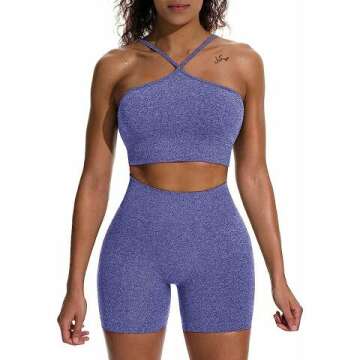 HYZ Women's Workout 2 Piece - Seamless Crop Top & Shorts