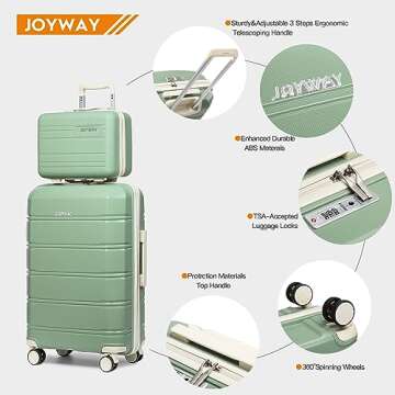 Joyway Luggage Carry On 20inch Lightweight Polypropylene Carrying Case with TSA Lock, Rigid Suitcase...