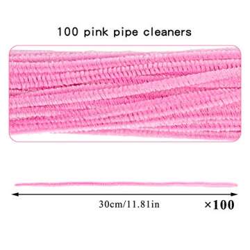 100 Pieces Pipe Cleaners Chenille Stem, Pink Pipe Cleaners Set for Creative DIY