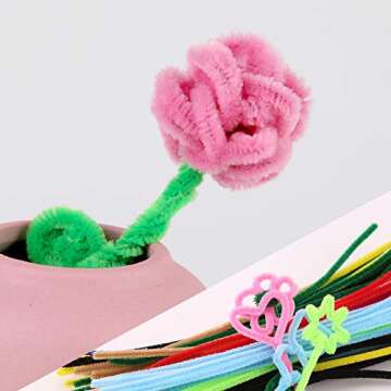 100 Pieces Pink Pipe Cleaners for DIY Arts & Crafts