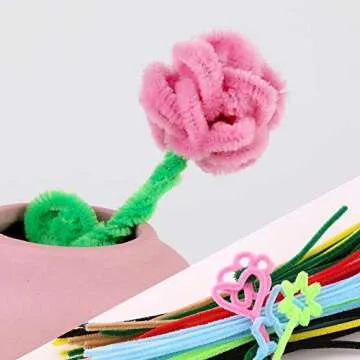 100 Pieces Pink Pipe Cleaners for DIY Arts & Crafts