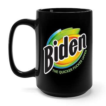 Anti Biden the quicker fcker upper Pro Trump Political Funny Joe Biden Coffee Mug Men Women (Black, ...