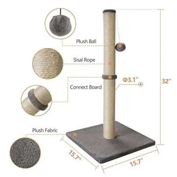 Qucey 32 Inches Tall Cat Scratching Post, Cat Scratch Post Tree Kitten Scratcher with Sisal Rope, Sc...