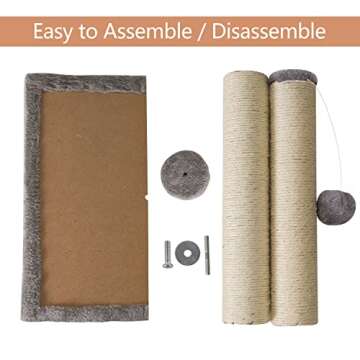 Qucey 32 Inches Tall Cat Scratching Post, Cat Scratch Post Tree Kitten Scratcher with Sisal Rope, Scratching Post for Indoor Cats with Hanging Ball