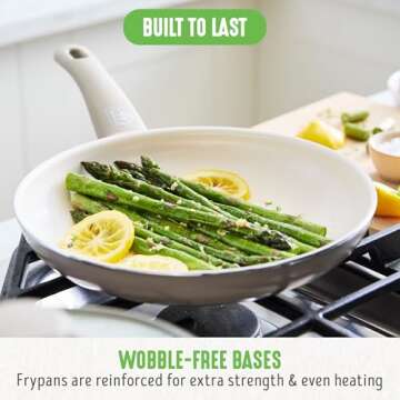 GreenLife Soft Grip 16 Piece Cookware Set, Non-Toxic PFAS-Free Ceramic Nonstick, Frying, Sauce, Saute, Utensils, Glass Lids, Stay-Cool Handles, Wobble Free, Dishwasher & Oven Safe, Taupe