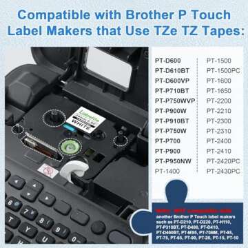 Labelife TZe-251 24mm Label Tape Replacement for Brother P Touch TZe TZ Label Tape 24mm 0.94 Laminated White TZe251 TZ-251 for Brother Ptouch PT-D600 PT-D610BT PT-P710BT Label Maker, 1 Inch, 4-Pack